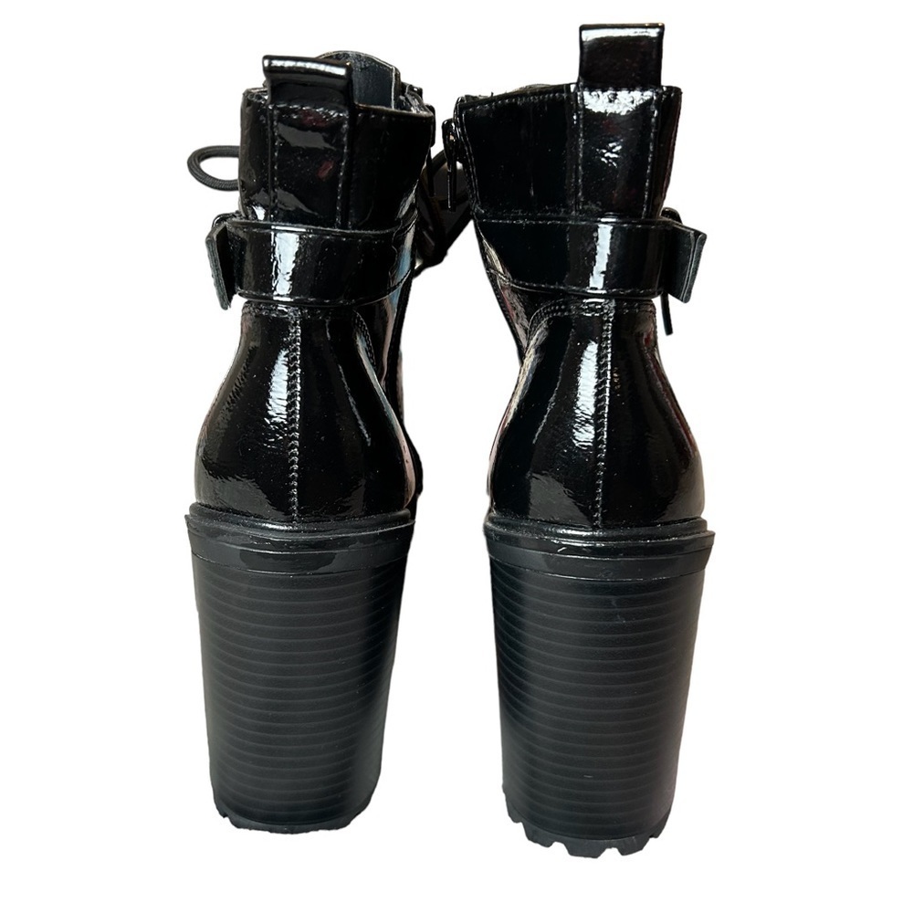 GBG Los Angeles Sammie Black Lace Up High Heeled Platform Boot Sz.8 - Picture 7 of 12
